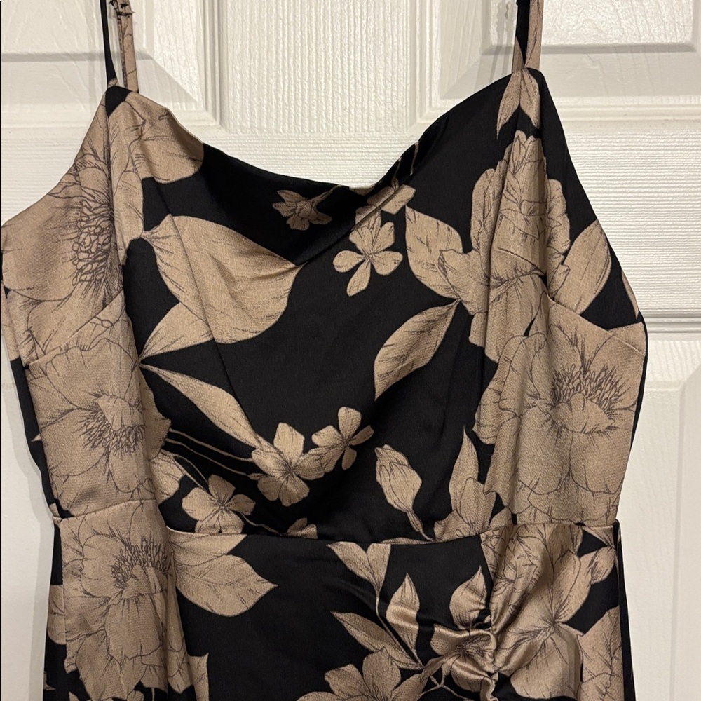 Floral Black and Tan Maxi Dress